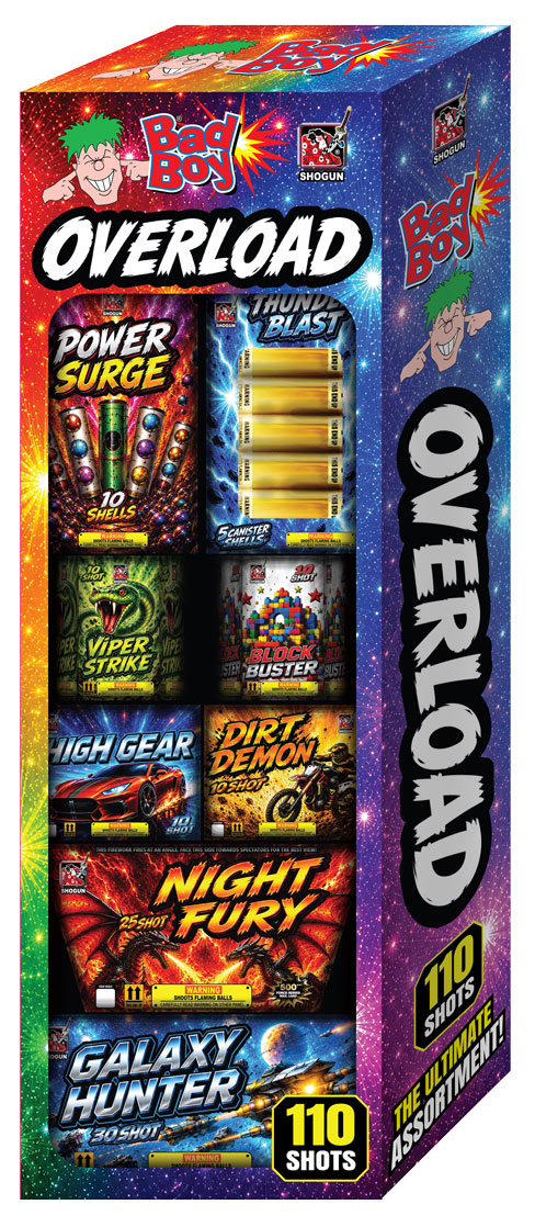 BAD BOY OVERLOAD 110 SHOTS ASSORTMENT